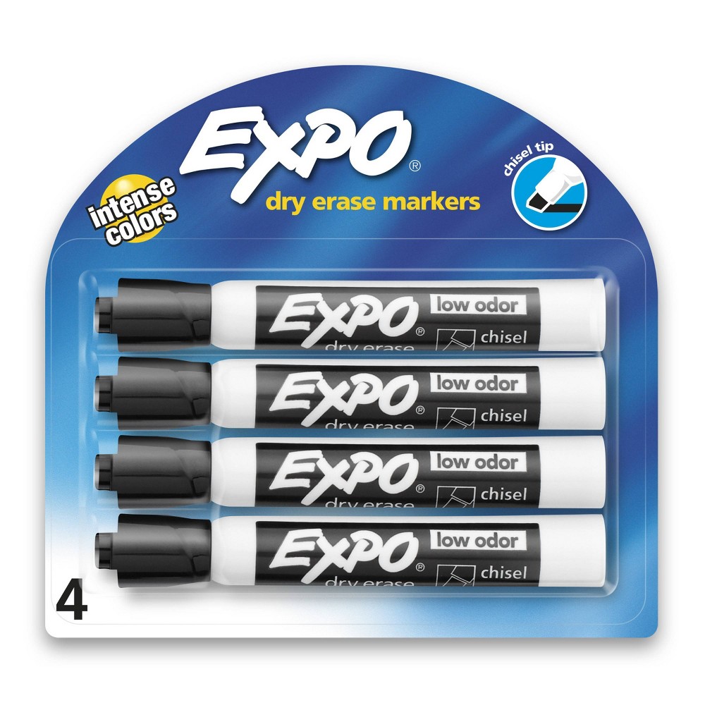 Photos - Felt Tip Pen Expo 4pk Dry Erase Markers Chisel Tip Black