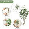 Ficus Trees Artificial Indoor,Tall Faux Ficus Tree with Black Planter Green Fake Moss, Artificial Plants with Natural Wood Trunk for Home Office Decor - 3 of 4