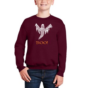 LA Pop Art Halloween Ghost - Boy's Word Art Crewneck Sweatshirt - 1 of 3