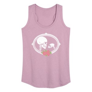 Women's - Instant Message - Human And Cat Skull Graphic Racerback Tank - 1 of 4