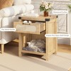 Nightstand with Drawer, Mid-Century Modern Bedside Table ¨C Boho Rattan & Iron Accents, Compact Storage for Bedroom - 3 of 4