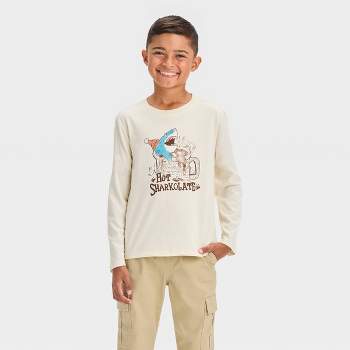 Boys' Long Sleeve 'Hot Sharkolate' Graphic T-Shirt - Cat & Jack™ Off-White