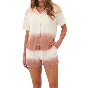 Women's MIKAELA GRADIENT TERRY BUTTON DOWN SHIRT - Threads 4 Thought - 1 of 4