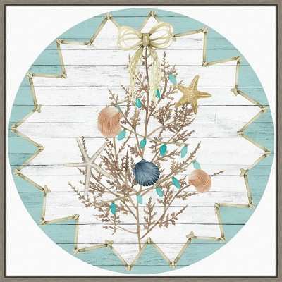 22" x 22" Seas and Greetings Collection 'G' Framed Wall Canvas - Amanti Art