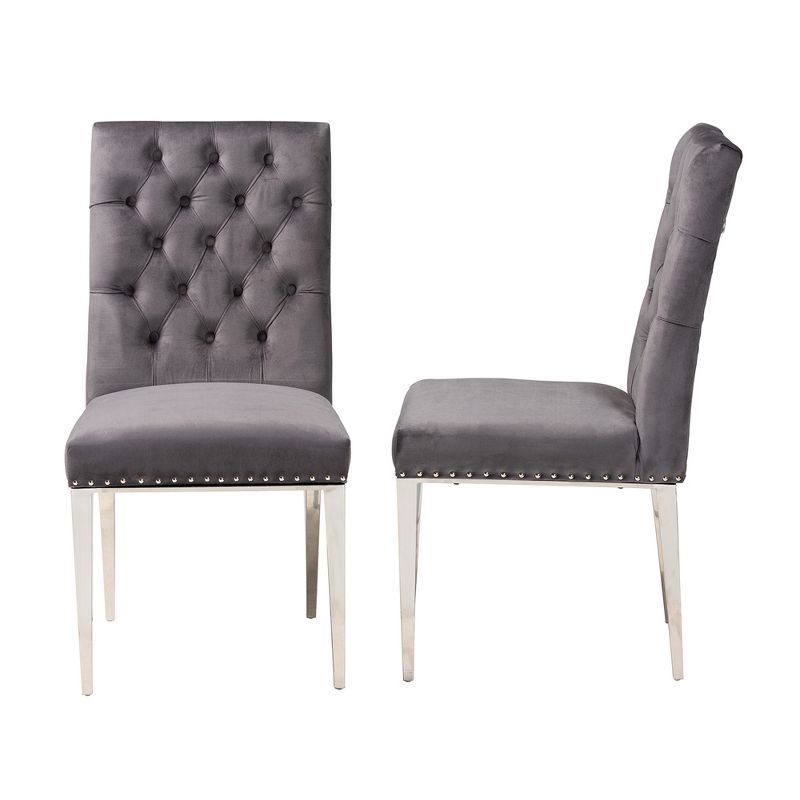 Baxton Studio Caspera Contemporary Glam and Luxe Velvet Fabric and Metal Dining Chair Set, 4 of 10