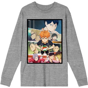 Men's Haikyu Anime Cartoon Characters Heather Grey Athletic Long Sleeve Shirt - 1 of 2