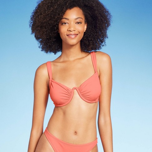 Women's Shirred Cup Continuous Underwire Bikini Top - Shade & Shore™ Pink  34A