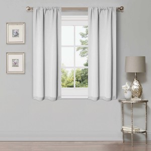 Classic Modern Solid Room Darkening Semi-Blackout Curtains, Rod Pocket, Set of 2 by Blue Nile Mills - 1 of 4
