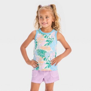 Toddler Girls' Palm Printed Tank Top - Shirt - Cat & Jack™ Cream - 1 of 3