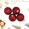 Northlight Glittery Swirls Glass Christmas Ball Ornaments - 3" (80mm) - Red - 4ct - 2 of 4