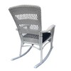 Northlight 42" White Resin Wicker Rocker Chair with Blue Cushion - 3 of 3