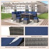 COWLOWN 7 Piece Blue Outdoor Patio Furniture Set, Brown Rattan with Dining Table, 3 Ottomans, Thickened Cushions for Backyard, Deck and Garden - 4 of 4