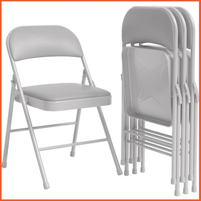 2 Pack Beige Folding Chairs With Padded Cushion and Back, Folding Chairs for Outside