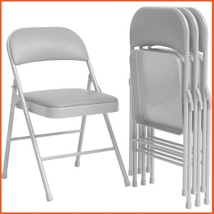 2 Pack Beige Folding Chairs With Padded Cushion and Back, Folding Chairs for Outside - 1 of 4