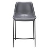 Faux Leather Counter Stool 39.8" H, Dark Gray and Black Finish With Steel Frame, Set of 2 by Zuo Modern - 4 of 4