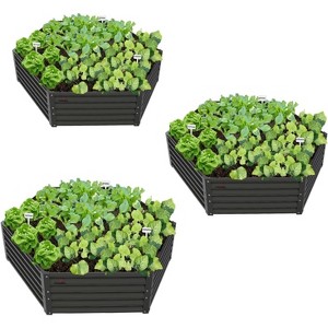 Anybear 3Pcs Galvanized Raised Garden Beds,70x60x18" Metal Planter Box for Planting Vegetables Flowers Herb, Anti-Rust & Easy-Setup, Gray - 1 of 4