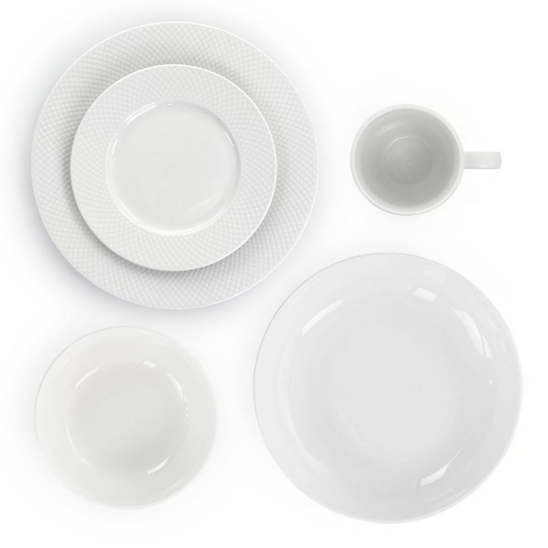 18pc Porcelain Maisy Round Dinnerware Set White - Elama, 2 of 9