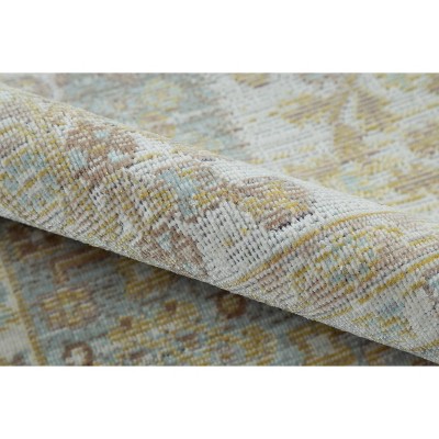 Ivory and Beige Rectangular Synthetic 4' x 6' Area Rug