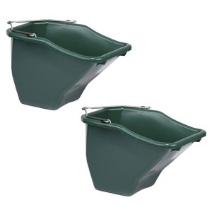 Little Giant 10-Quart Durable Plastic Flat Back Livestock Feed Bucket, Green (2 Pack) - 1 of 2