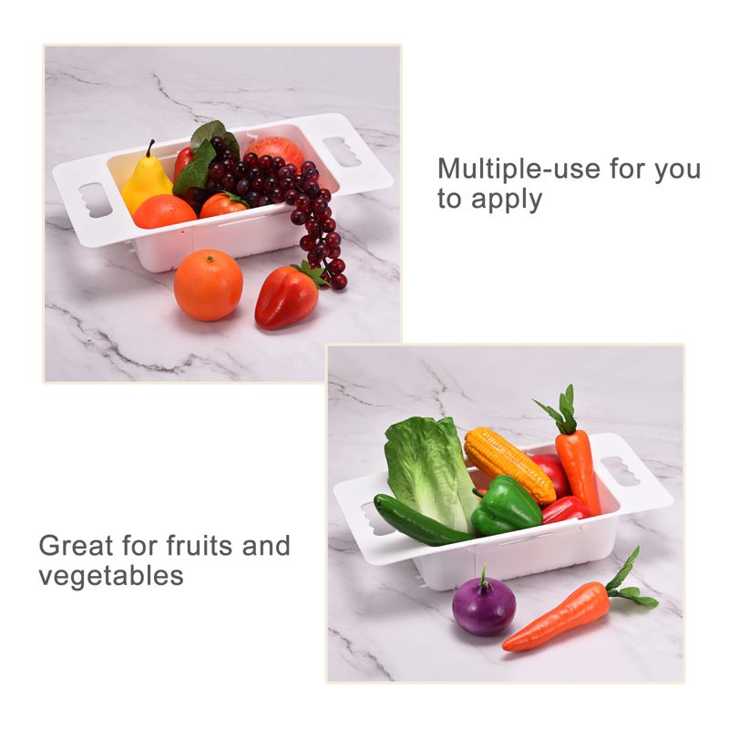 Unique Bargains Extendable Over the Sink Strainer Fruit Vegetable for Kitchen Plastic Wash Basket Adjustable Colander, 5 of 7