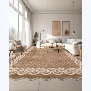 Washable Scalloped Area Rugs Modern Bordered Floor Mat - 1 of 4