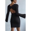 Coolmee Womens Sweater Dress Fall Winter Bell Long Sleeve Crew Neck Ribbed Knit Bodycon Mini Dresses - 4 of 4