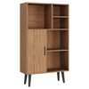 4-Tier Mid-Century Small Bookcase with Legs, Freestanding Short Bookshelf with Door, Wood Cube Storage Organizer for Living Room, Office - 3 of 4