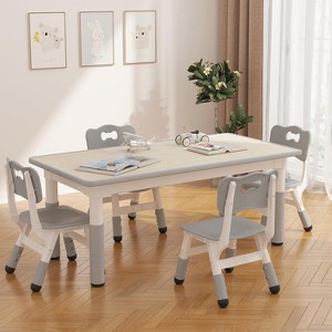 Kids Table and 4 Chairs Set, Adjustable Toddler Table and Chairs Set for 4, Graffiti Desktop, Arts, for Daycare Classroom Home - 1 of 4