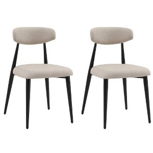 SYFERLORY Modern Dining Chairs Set of 2, Curved Backrest Round Upholstered and Metal Frame, Light Grey - 1 of 1