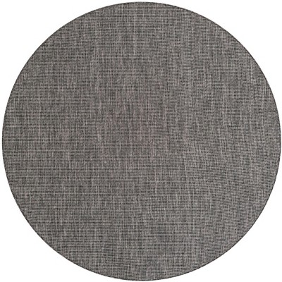 6 ft Round Black Synthetic Outdoor Stain-resistant Rug