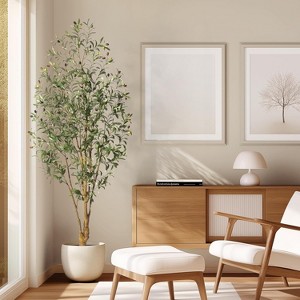 Faux Olive Tree, Fake Silk Plant for Living Room Decor, Indoor Fake Potted Tree with Green Leaves and Big Fruits - 1 of 4
