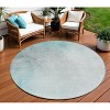 Teal Blue Aqua And Gray Ombre Washable Indoor Outdoor Area Rug - 2 of 4
