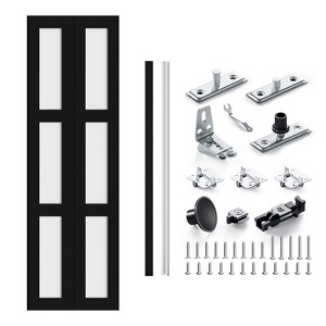 SMARTSTANDARD 78 in. Height Closet Bifold Door, Tempered 3-Lite Frosted Glass MDF Black Bi-fold Door with Hardware Kit - 1 of 1