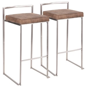 Padded Stackable Barstool with Metal Frame for Kitchen Island or Home Bar, Set of 2 - 1 of 4