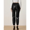 Allegra K Women's Drawstring High Waist Faux Leather Tapered Joggers Pants - 4 of 4