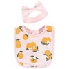 Hudson Baby Infant Girl Cotton Bib and Headband or Caps Set, Citrus Orange, One Size - 4 of 4