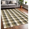 Charcoal Khaki And Ivory Wool Plaid Hand Tufted Area Rug - 2 of 4