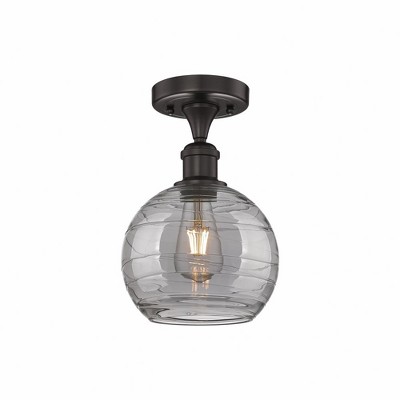 Athens Deco Swirl - 1 Light Semi-Flush Mount In Industrial Style-11.5 Inches Tall and 7.5 Inches Wide