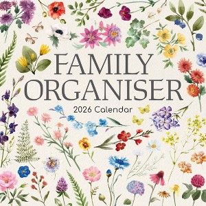 2026 Square Wall Calendar, Floral Family Organizer, 16-Month Home Organizers Theme with Reminder Stickers (12x12 In) - 1 of 4