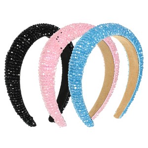 Unique Bargains Women's Bling Rhinestone Padded Hairband 5.71"x1.18" 3 Pcs - 1 of 4