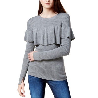 Kensie Womens Flounce Knit Sweater