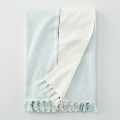 Lightweight Bold Stripes Beach Towel Cream/Light Blue - Hearth & Hand™ with Magnolia