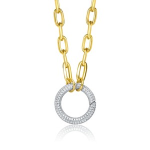 Guili Sterling Silver 14k Yellow Gold Plated Dazzling Circle Pendant with Cubic Zirconia, A Perfect Statement of Sophistication and Glam - 1 of 3