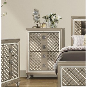 Glamorous Champagne Finish 1pc Chest of 4 Drawers Acrylic Feet Luxury Bedroom - 1 of 4