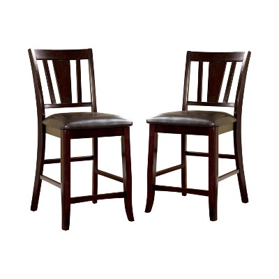 Set of 2 Glaivewood Barred Back Leatherette Padded Counter Height Barstools Espresso: 26" Seat, Footrest - HOMES: Inside + Out