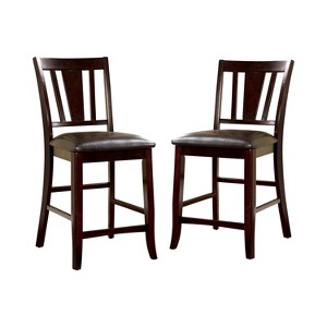 Set of 2 Glaivewood Barred Back Leatherette Padded Counter Height Barstools Espresso: 26" Seat, Footrest - HOMES: Inside + Out - 1 of 4