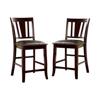 Set of 2 Glaivewood Barred Back Leatherette Padded Counter Height Barstools Espresso - HOMES: Inside + Out
