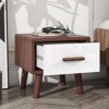 Wood Bedside Table, End Table with 1 Drawer & Wood Legs for Bedroom, Living Room - 2 of 4