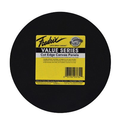 Fredrix Value Series Cut Edge Canvas Panel, Round, 8 Inches Round, Black, pk of 25