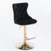MYINDA Set of 2 Golden Swivel Velvet Barstools Adjusatble Seat Height from 25-33'',Upholstered with Backs Tufted for Home Pub and Kitchen, BLACK - 2 of 4